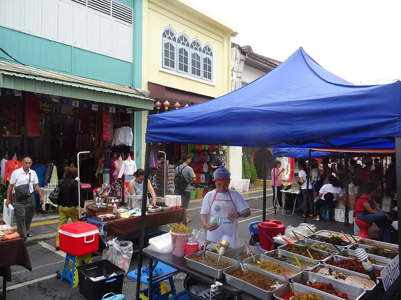 Mat- och marknadsmiljö i Phuket Town